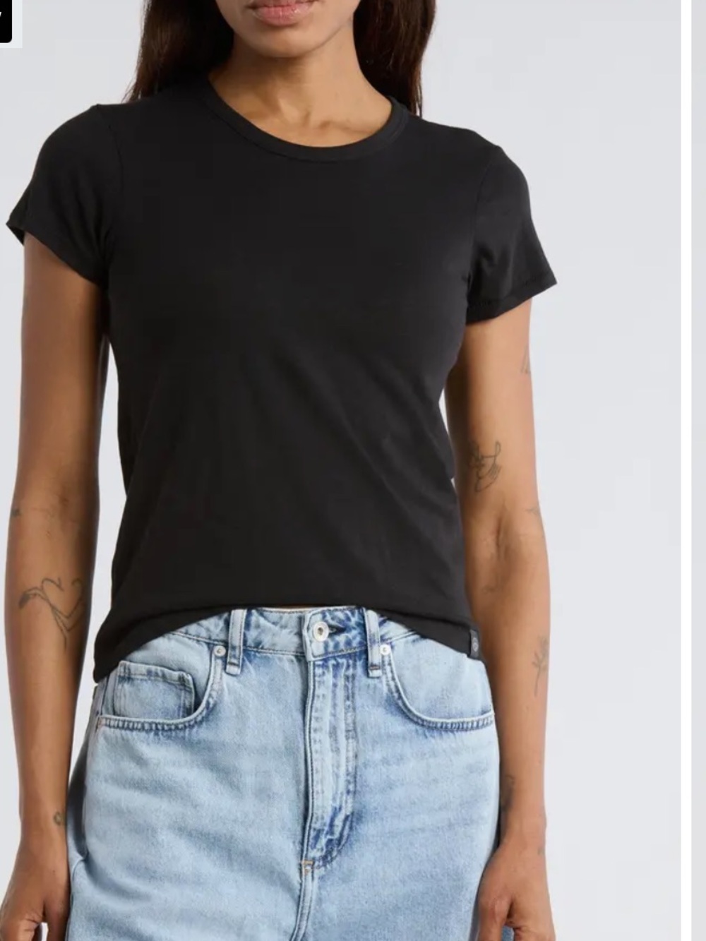 Rag and Bone Classic Black Crewneck Tee - Women's Basic Top